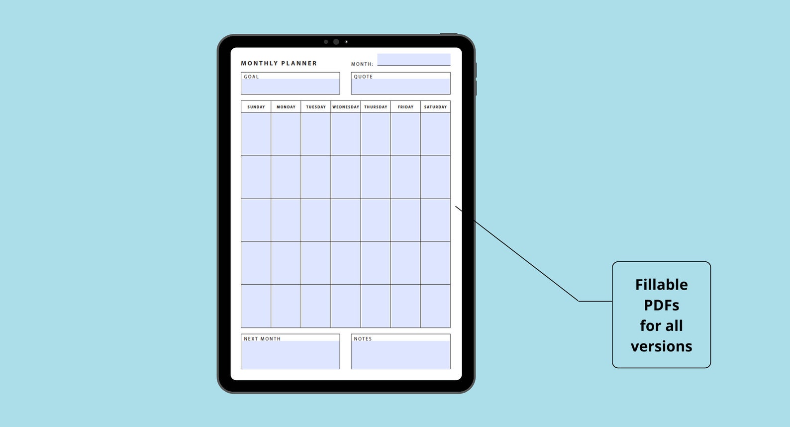 Monthly Planner, Printable, Fillable, Monday/sunday Start, Portrait ...