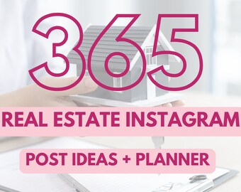 365 Real Estate Instagram Post Ideas + Planner - Peony | Buying, Selling Houses | Post Planner | Content Tracker | PDF Checklist |