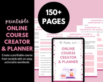 Online Course Creator Planner: Peony Printable Workbook (PDF)