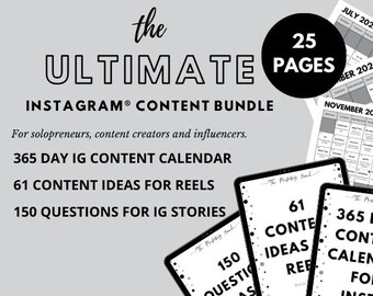 2025 Instagram Content Calendar Bundle: Reels & Stories Ideas (PDF)