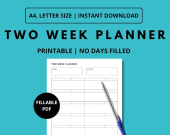 Two Week Planner: Fillable, Printable, Undated (A4/Letter PDF)