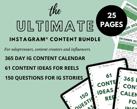2025 Instagram Content Calendar Bundle: Reels & Stories Ideas (PDF)