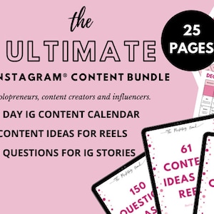 2024 *UPDATED* Instagram Bundle - 365 Days Instagram® Content Calendar | 150 Questions for IG Stories | 61 Content Ideas for Reels