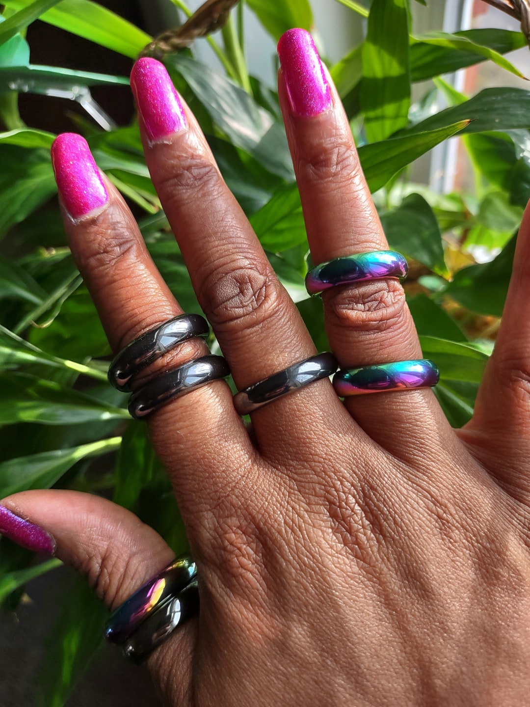 Stackable Hematite Ring in Black or Multi Color Etsy