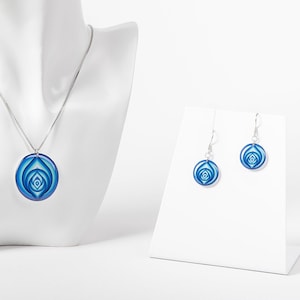 Depth Blue Handmade Resin Jewelry Earrings and Necklace for Her Statement  Resin Earrings Necklace Birthday gift for her