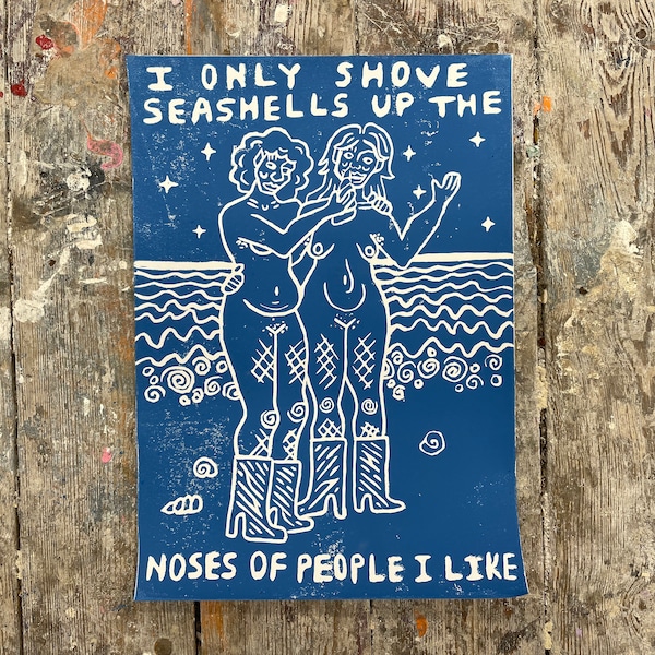 Funny Feminist Lino Print - A4