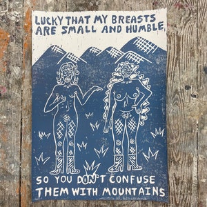Funny Feminist Lino Print - A3