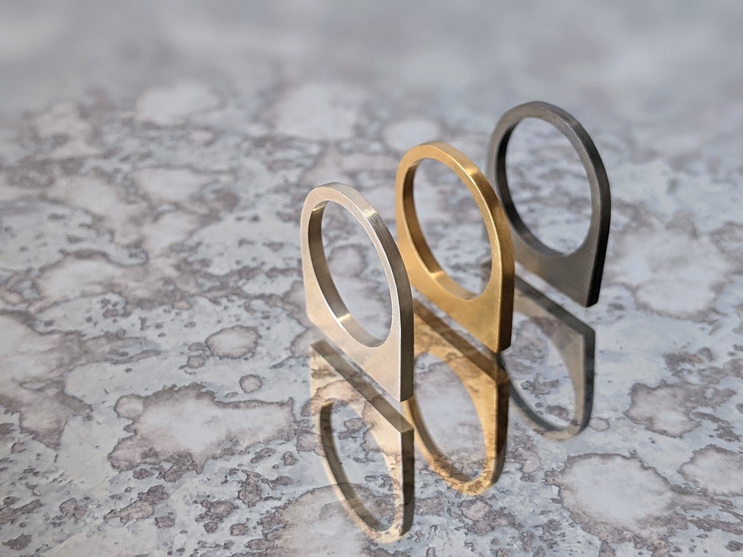 Stack With Trinity Ring The Trinity. Stack of Three Geometric Rings. Silver 925, Yellow and ...
