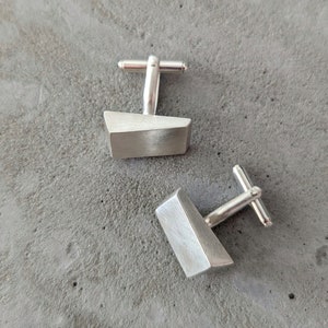 Minimalist geometric sterling silver cufflinks image 1