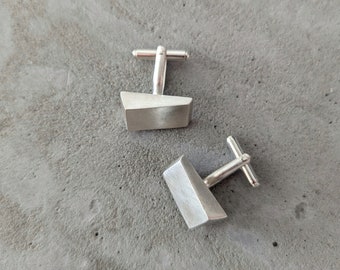 Minimalist geometric sterling silver cufflinks