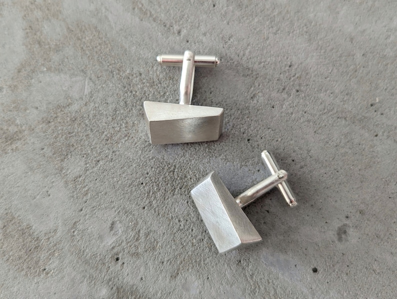 Minimalist geometric sterling silver cufflinks image 1