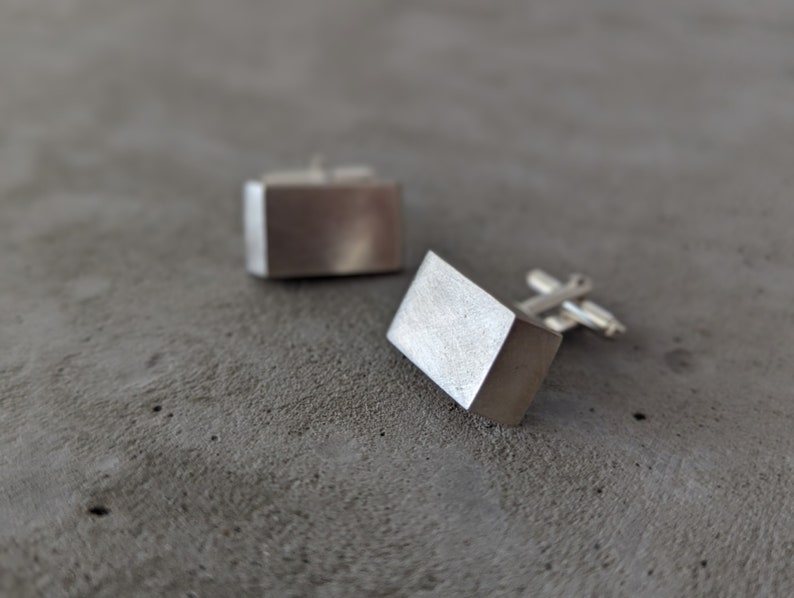 Minimalist geometric sterling silver cufflinks image 2