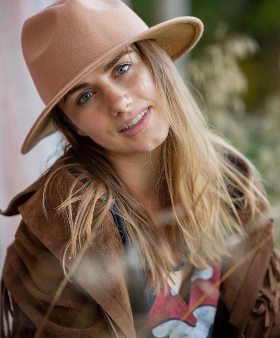 Felt fedora womens wide brim hat