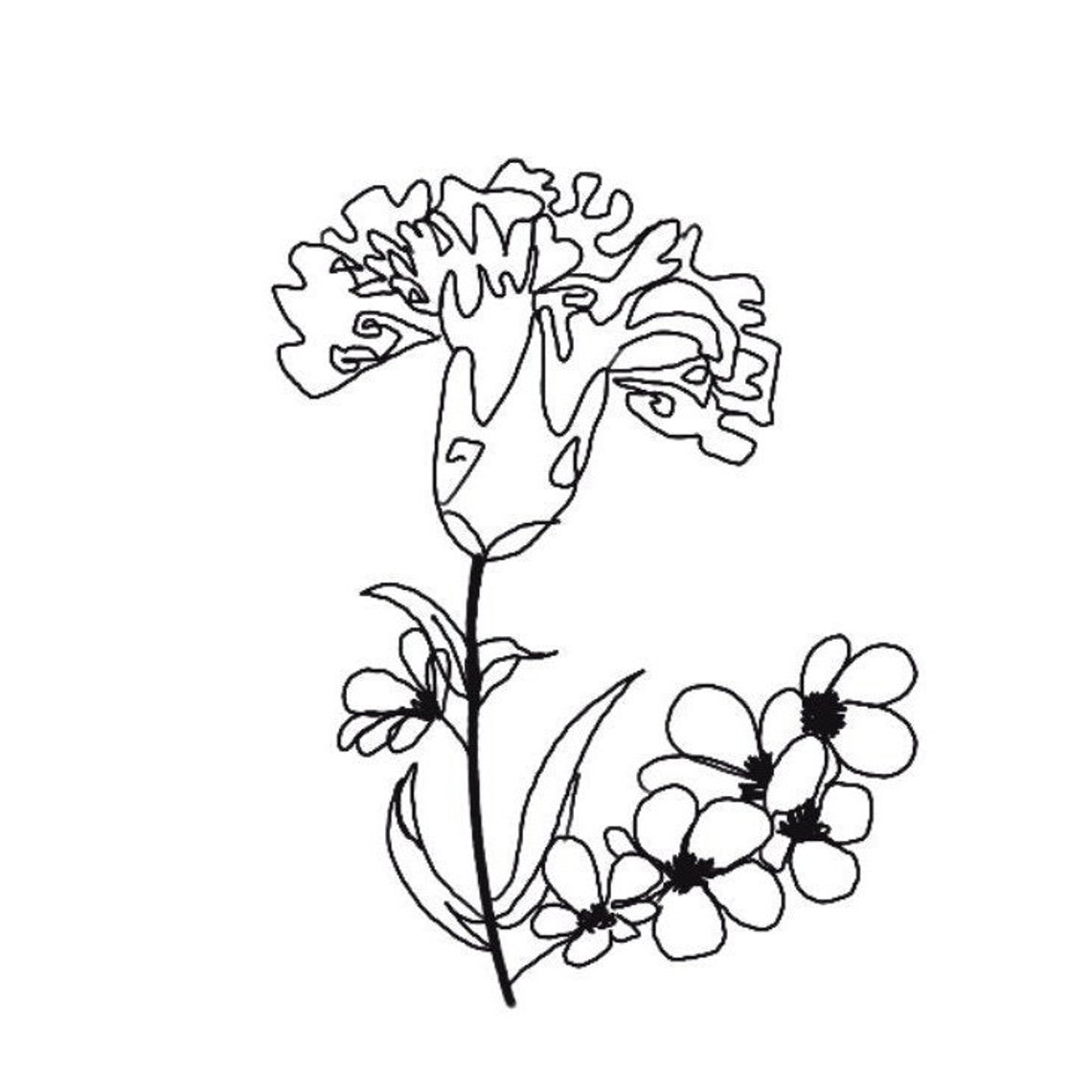 Geburtsmonat Blume Tattoo Linie Zeichnung Minimal Design Etsy