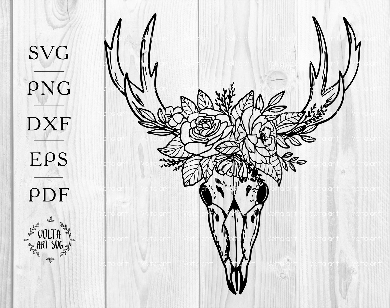 Deer Skull svg Boho Skull svg Floral Deer Svg Flower Skull Etsy