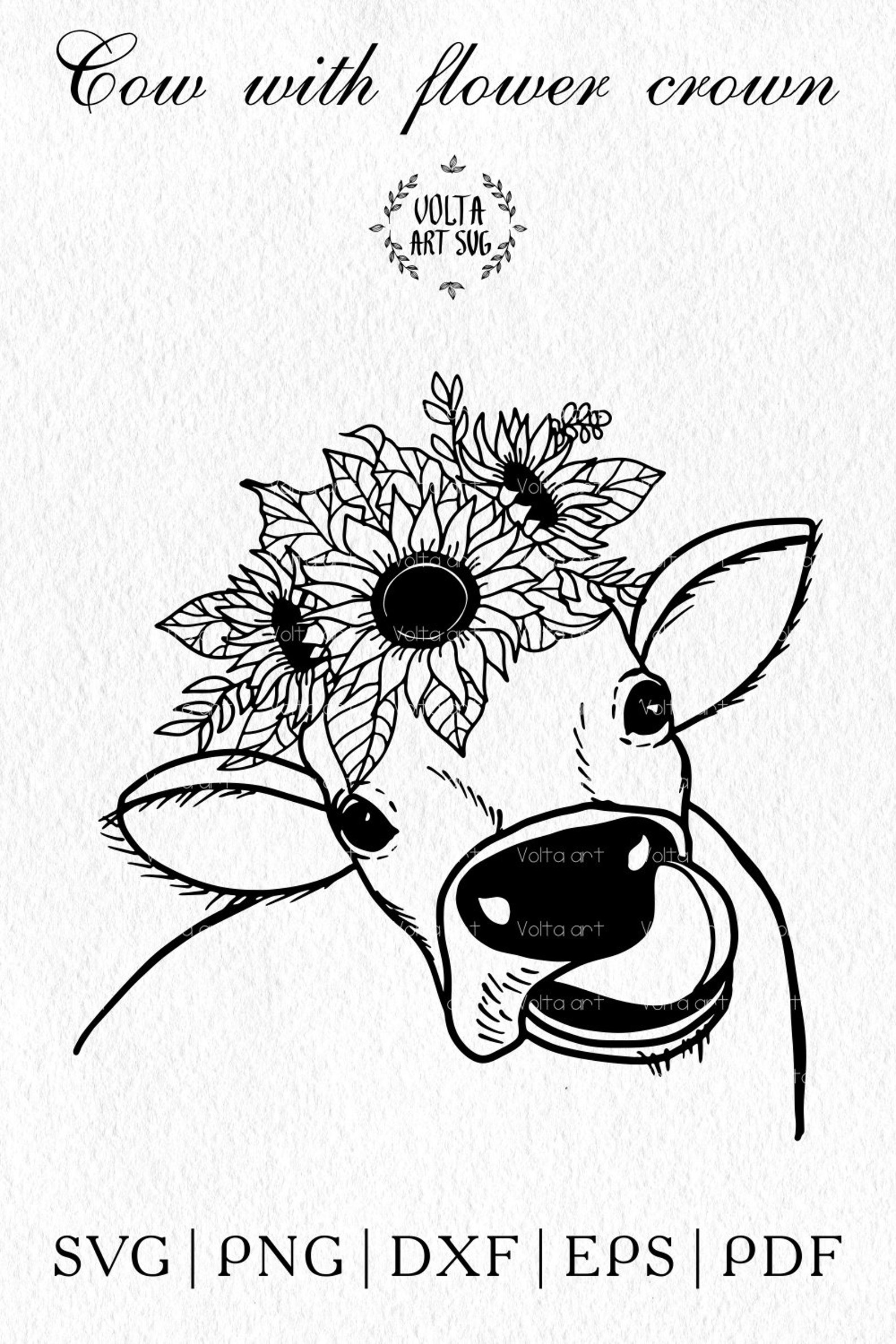 Download Cow with Flower Crown svg. Cow svg. Animal face. Farm ...