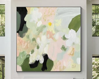 Textured Abstract Floral Painting: Pastel Impressionist Canvas Art