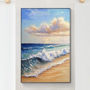 Seaside Painting Ocean Waves Art Abstract Turquoise Art Original Acrylic Canvas Home Decor Oil Painting CheerPainting Modern Artwork