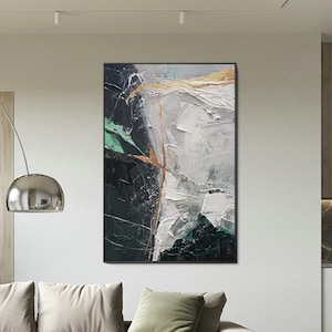 Modern Abstract Expressionist Original Acrylic Heavy Texture Grey Gold ... - Heavy Textured Abstract Expressionism Art For Home Decor