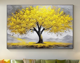 Personalizzazione - Quadro originale Albero Giallo: Tela testurizzata da appendere al muro