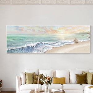 Large blue wave painting,bedroom wall art,teal ocean painting,abstract ocean painting,beach painting,framed wall art,cheerpaint,gift ideas