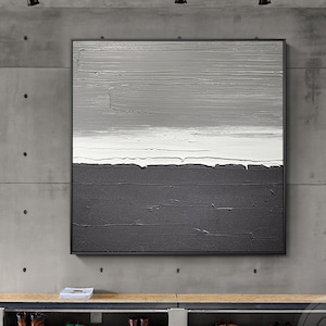 Hand-Painted Abstract Acrylic Painting: Gothic Black and White Heavy Texture Canvas