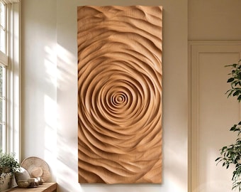 Natural Wood Wall Art, Hand Carved Wooden Sculpture, 3D Relief Wall Panel, Organic Modern Decor, Rustic Luxury Home Decoration, Unique Gift