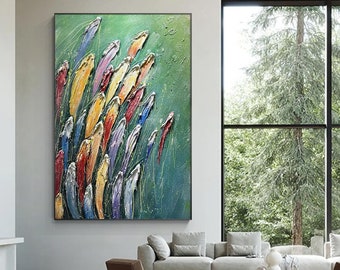 Koi Fish Oil Painting: Vivid Abstract Texture, CheerPainting Wall Art