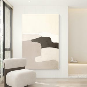 Original Beige Abstract Painting: Modern Wabi Sabi Wall Art
