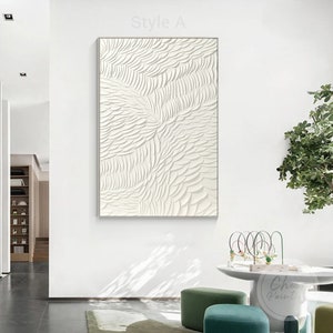 Heavy Texture White Painting Palette Knife 3D Textured Art Green Original Abstract Painting Feather Abstract Art Brown Framed Wall Art