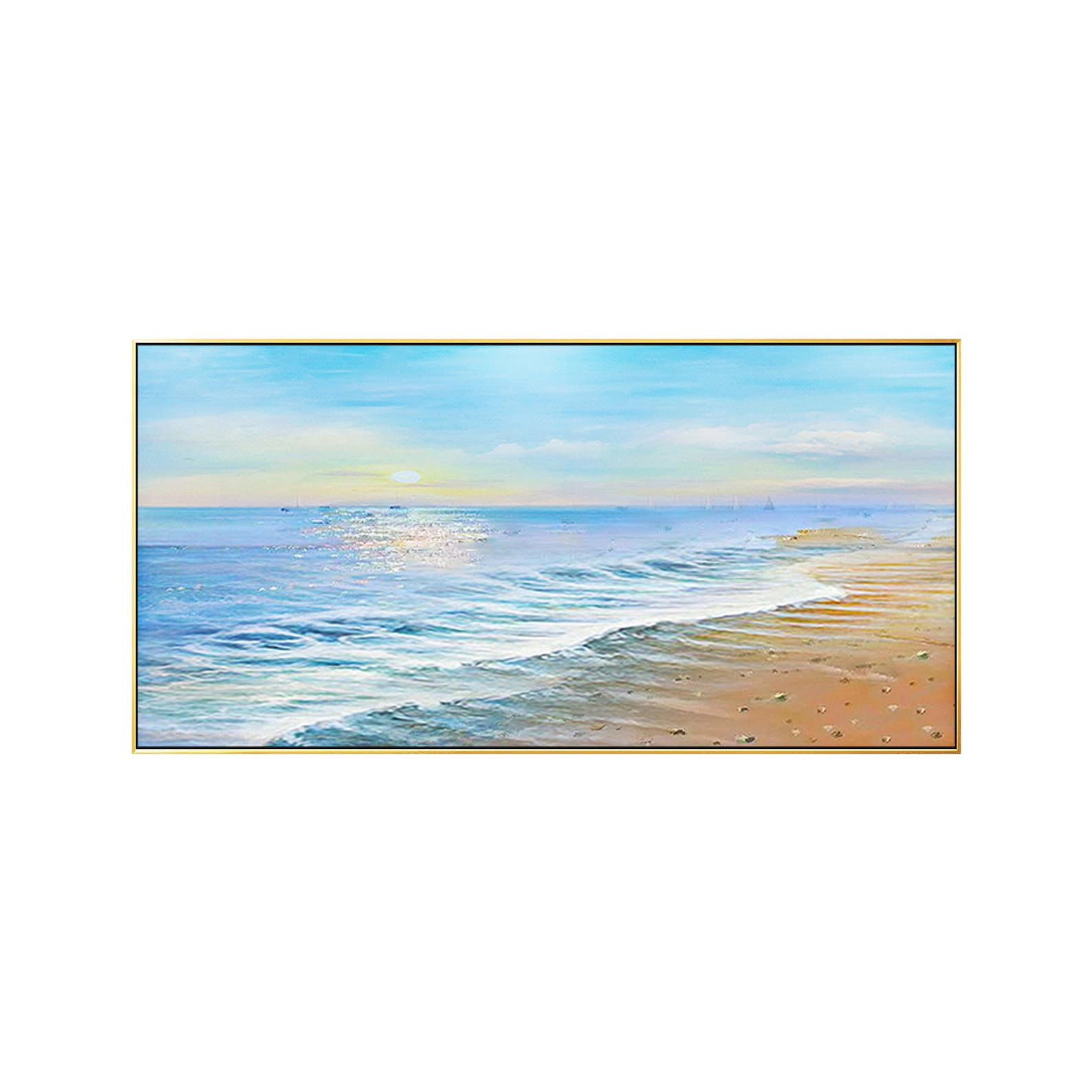 Hand painted seascape beach original wall art abstract framed Etsy