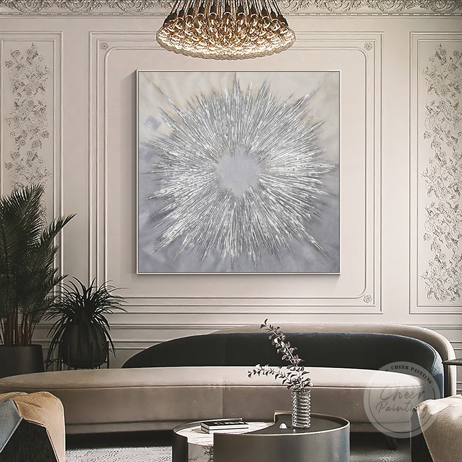 Silver Abstract Wall Art Hand Painted Original Painting Etsy