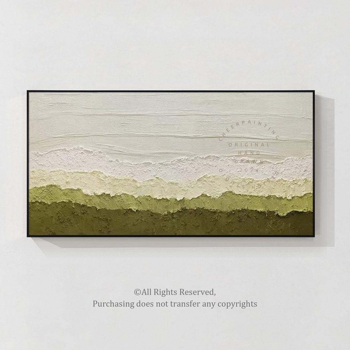 Sage Green Abstract Landscape Painting: Textured Minimalist Wall Art ...
