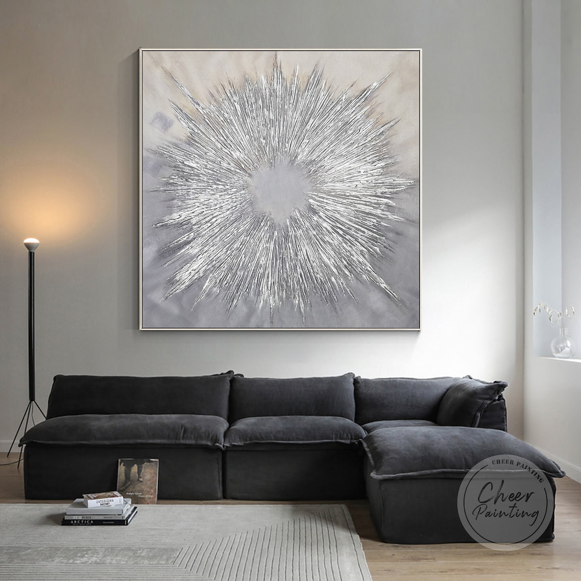 Silver Abstract Wall Art Hand Painted Original Painting Etsy