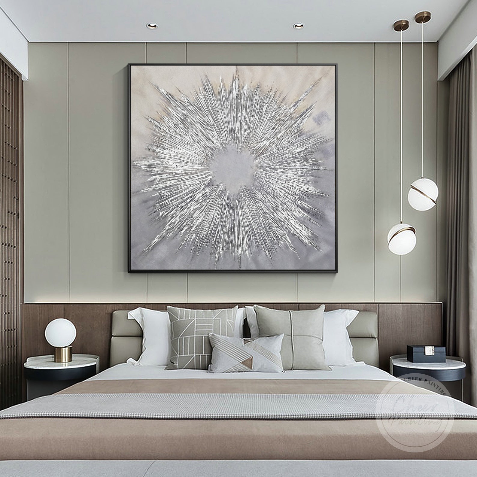 Silver Abstract Wall Art Hand Painted Original Painting Etsy