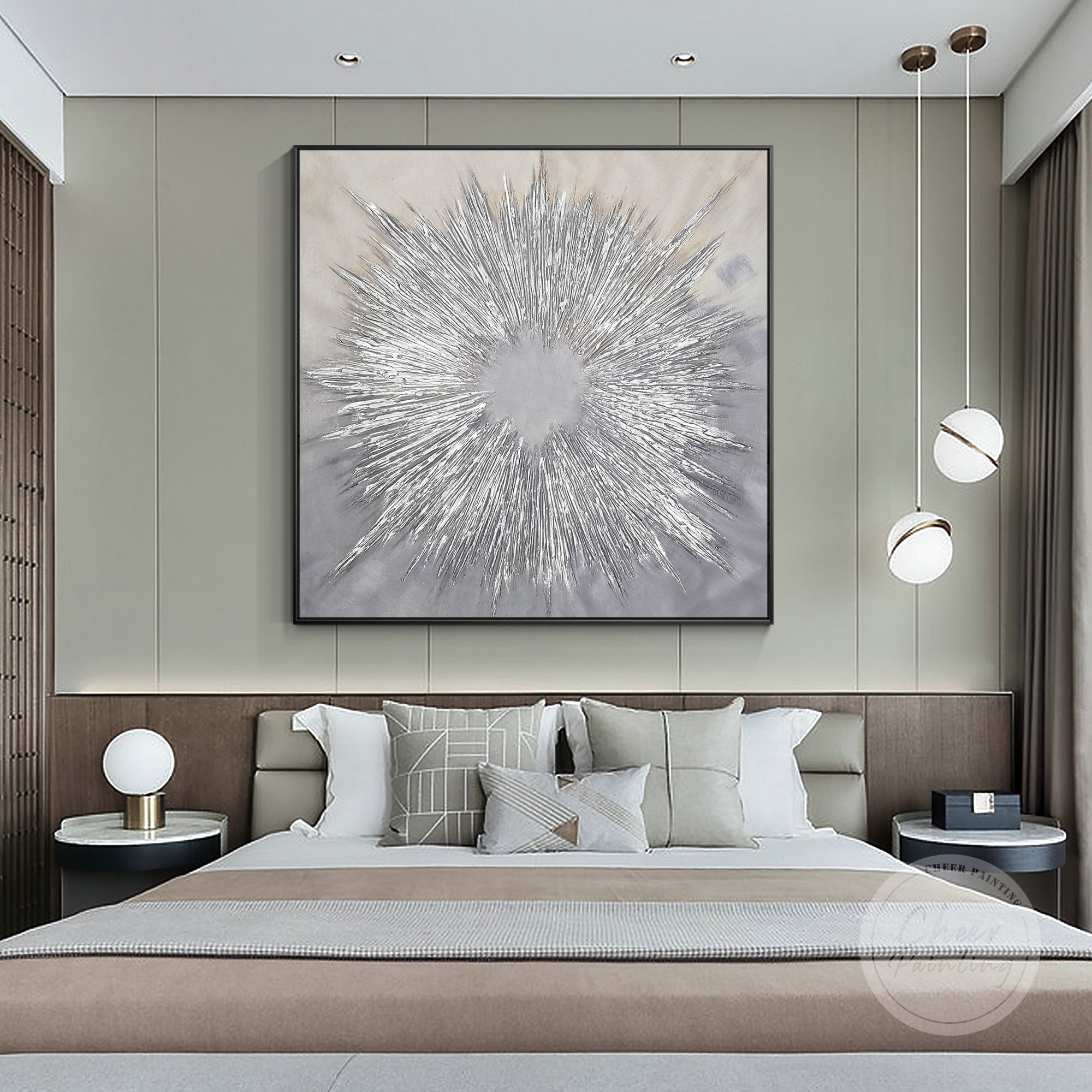 Silver Abstract Wall Art Hand Painted Original Painting Etsy