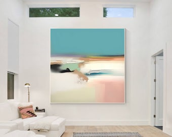 Large Abstract Canvas Painting: Textured Living Room Wall Art