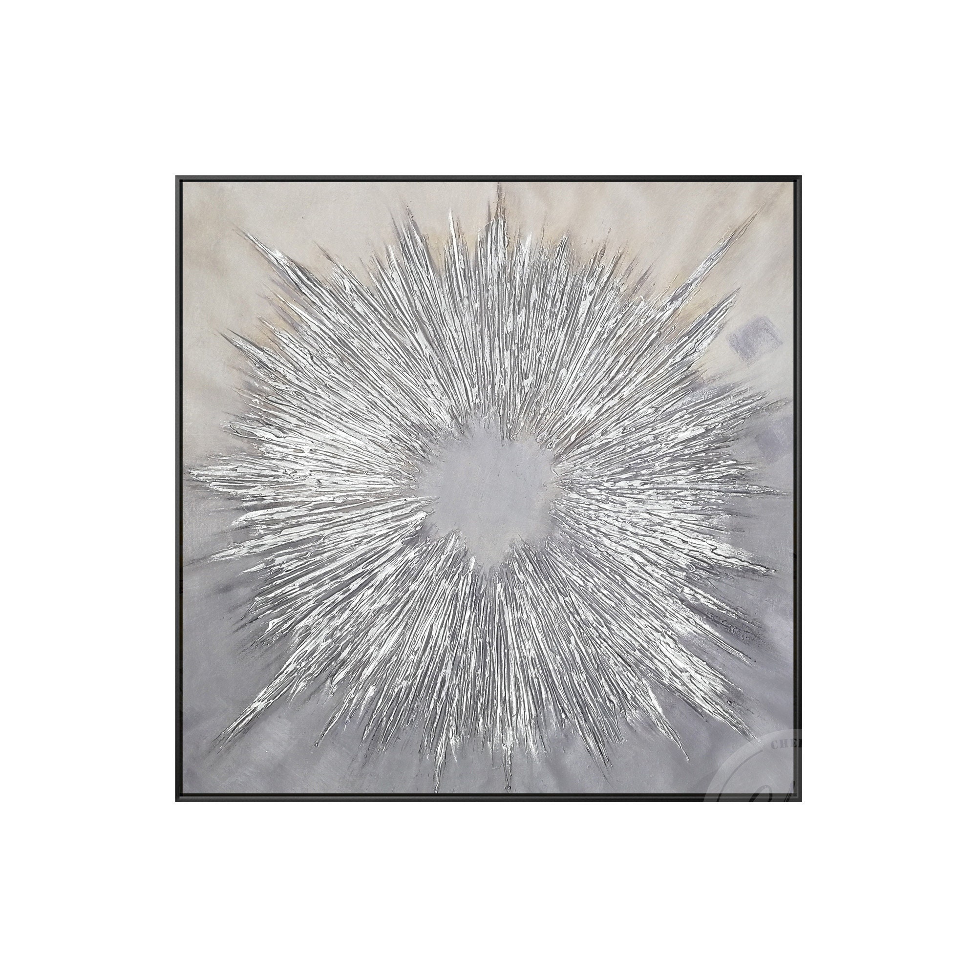 Silver Abstract Wall Art Hand Painted Original Painting Etsy