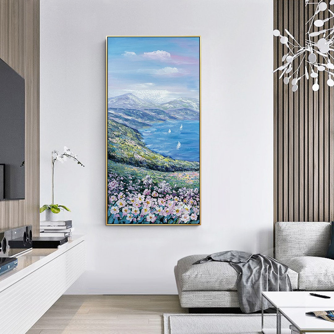 Acrylic Seascape Painting, Extra Large Framed Wall Art, Italy Amalfi ...