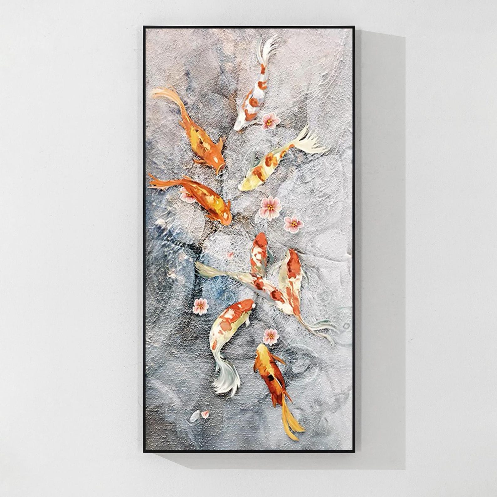 Large Koi Fish Painting Feng Shui Wall Art Framed Lucky Decor Huge ...
