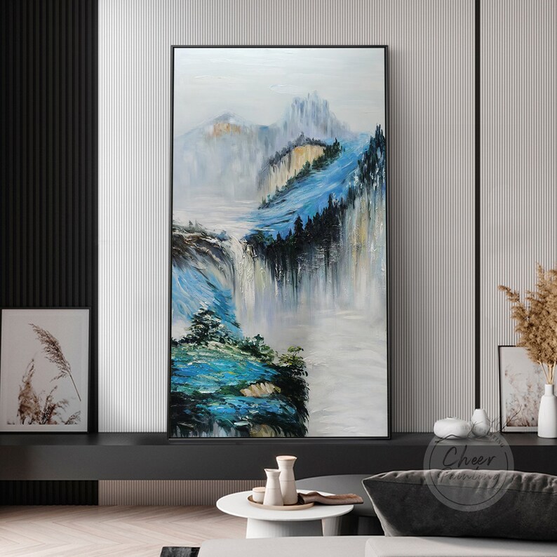 Original Abstract Mountain Wall Art Hand Painted Acrylic Heavy Etsy