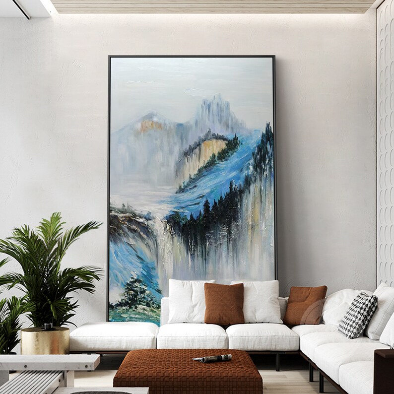 Original Abstract Mountain Wall Art Hand Painted Acrylic Heavy Etsy