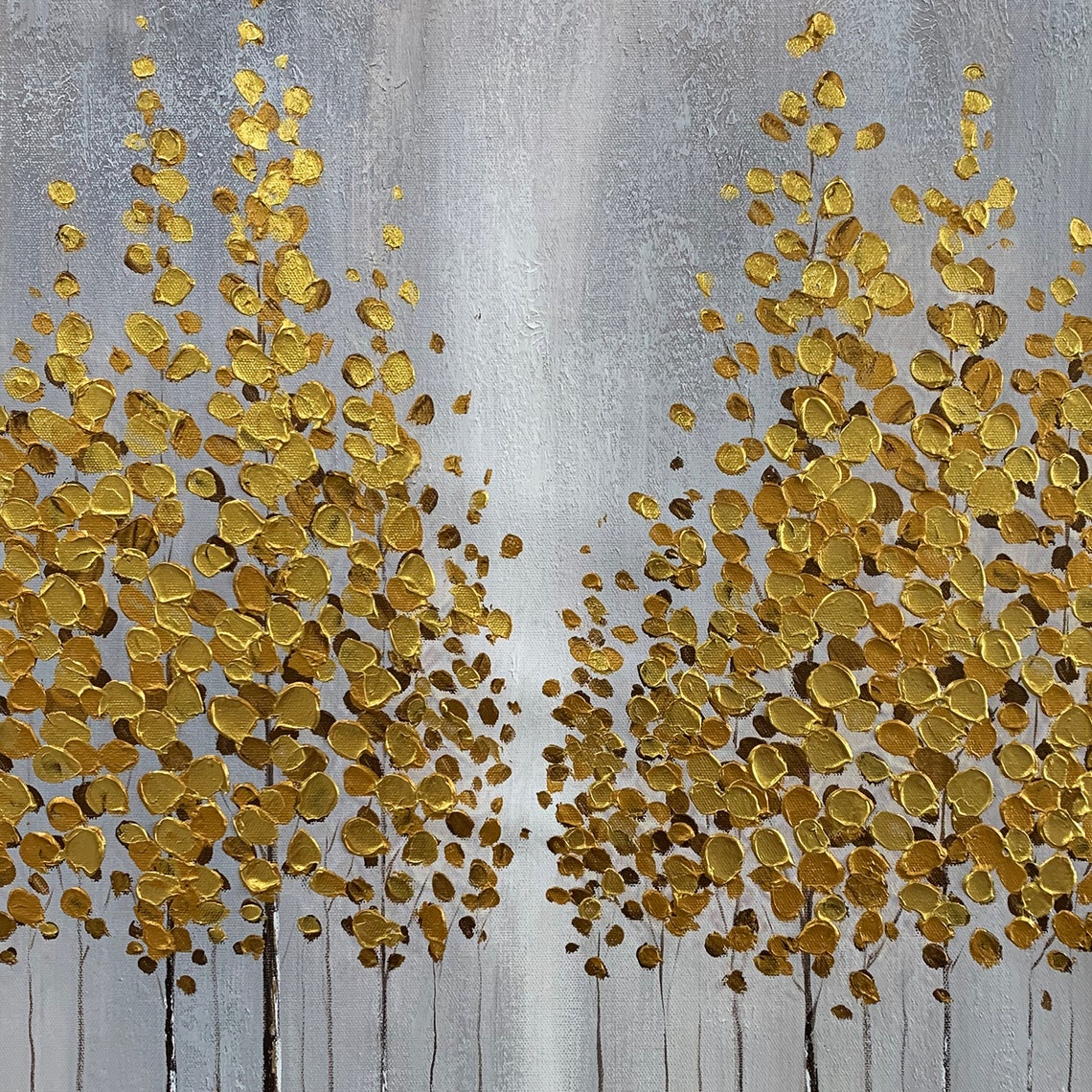 Gold Leaf Tree Painting: 3D Textured Abstract Forest Framed Wall Art - Etsy