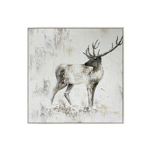 Hand Painted Animal Deer Modern Abstract Wall Art Acrylic Heavy Texture ...