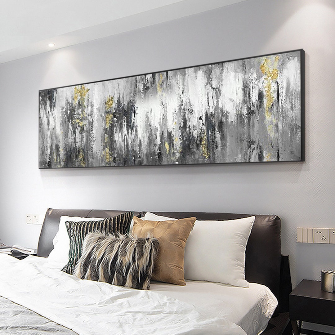 Extra Large Gold Grey Abstract Painting Light Luxury Metal Etsy