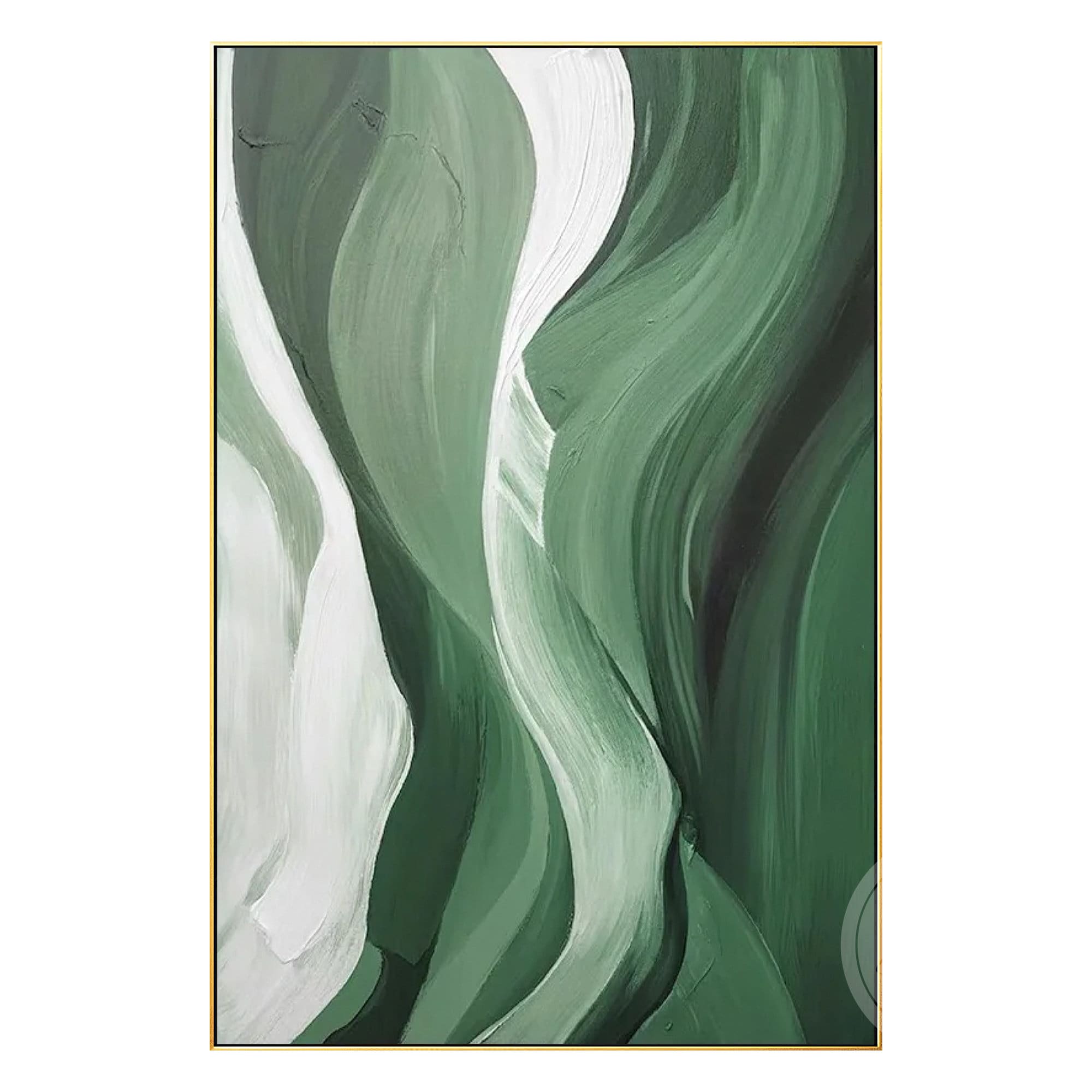 Green Silk Abstract Painting White Hunter Green Wall Art Etsy