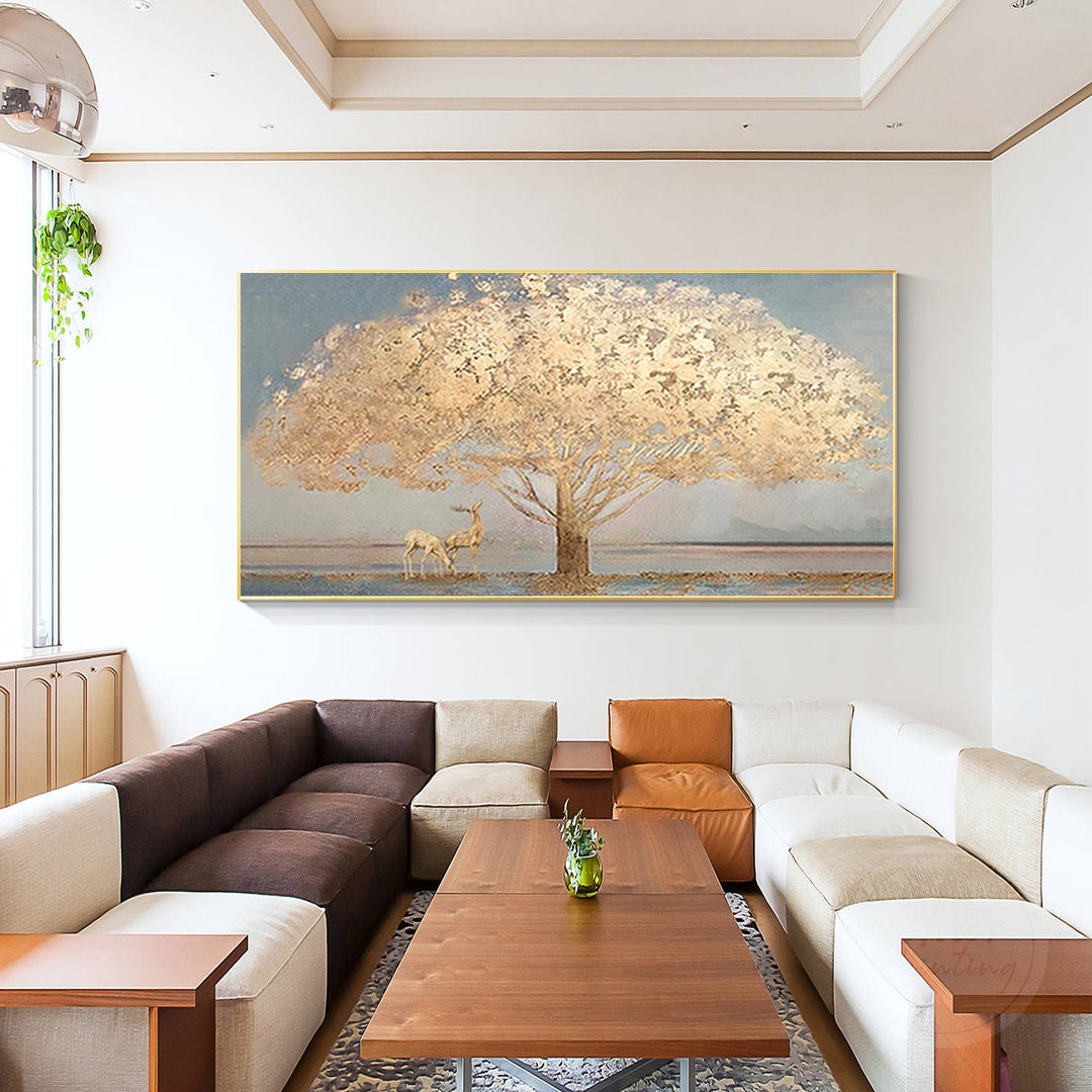 Gold Tree of Life Painting: Large Abstract Framed Canvas Wall Art - Etsy