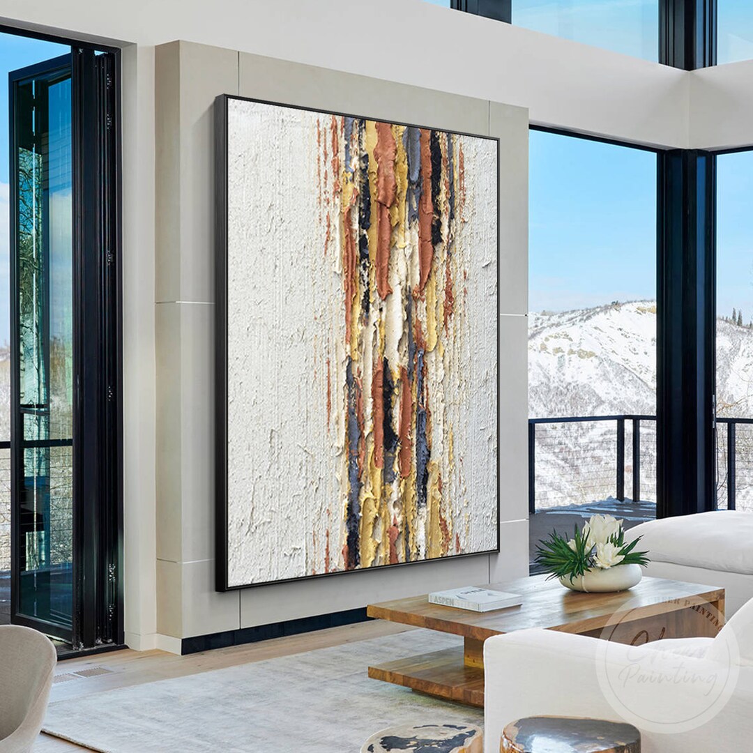 Photo inspiration: Easy To Install Minimalist Framed Walls Reference: Modern Abstract Brown Beige Painting Heavy Texture Painting Palette