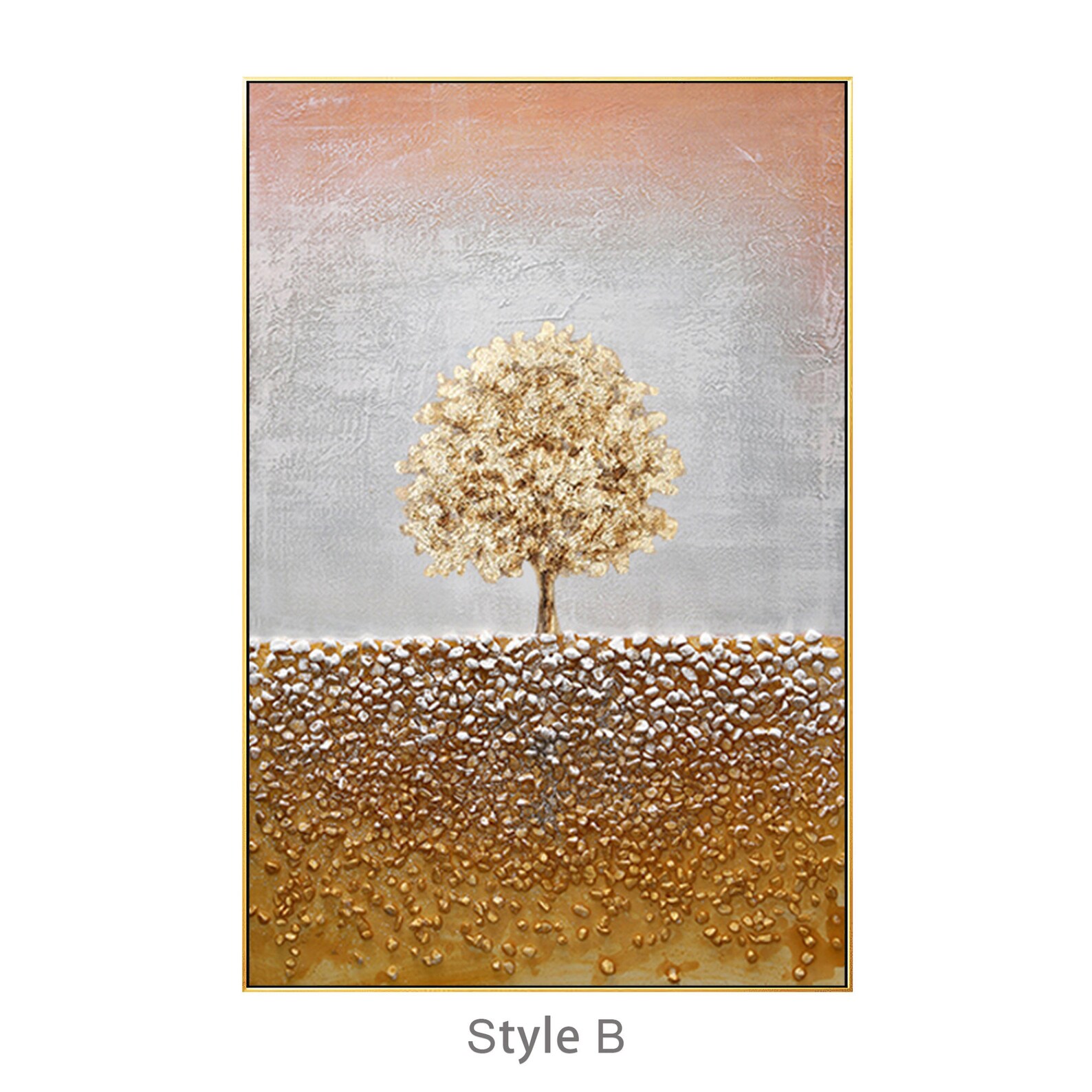 Fancy Gold Leaf Tree Painting Original Dark Orange Oil Etsy