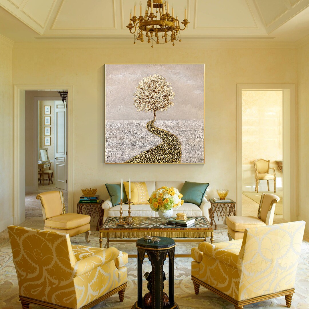 Gold Tree Art 3D Textured Art Gold Leaf Painting Framed Wall Etsy